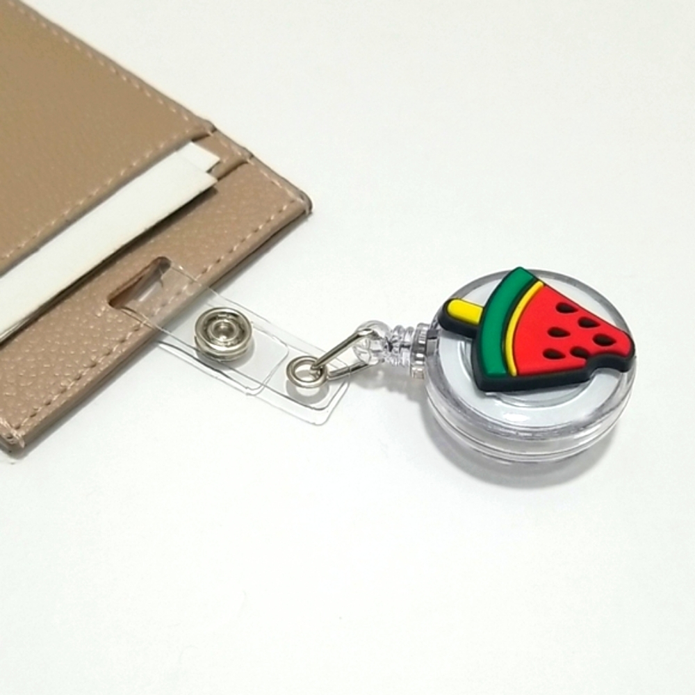 Watermelon Design Retractable Badge Holder Clip on and Snap Closure